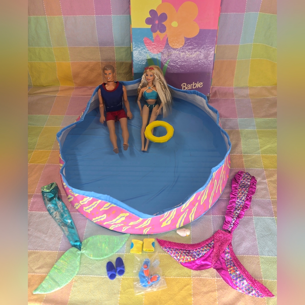 Vintage Barbie & Ken "Barbie Wet 'n Wild Pool" Lot with Accessories